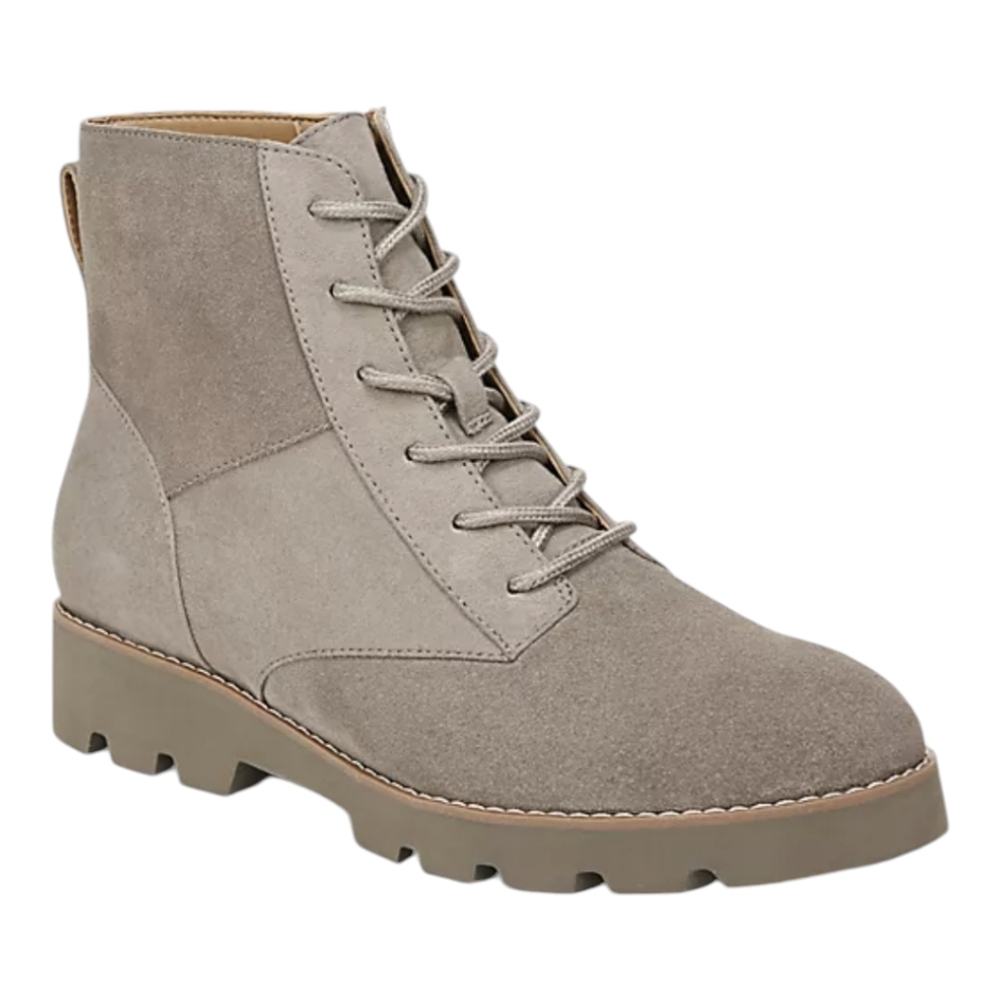 Vionic Women's Lace-Up Suede Ankle Boots in Taupe Gray